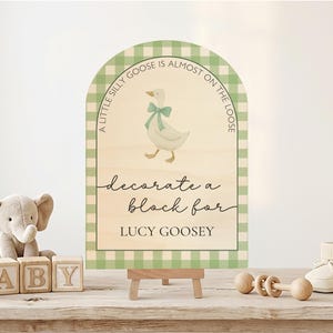 Silly Goose Decorate a Block Sign, Gender Neutral Baby Shower Game Sign, Paint & Play Activity