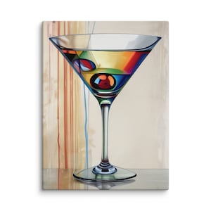 Póster vibrante de Martini: elegante lienzo de cóctel para decorar la pared del bar del hogar.