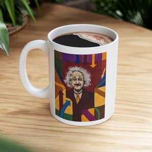 Albert Einstein Ceramic Mug, (11oz, 15oz), Science Lover Gift, Physics Teacher Present, Inspirational Quote Cup, Office Decor, Holiday Gift