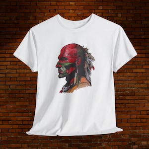 Native American Indian Warrior Unisex Tee, Indian Chief Tee, Tribal Warrior Shirt, Ethnic Cotton Shirt, Native American Tee, Western T-Shirt