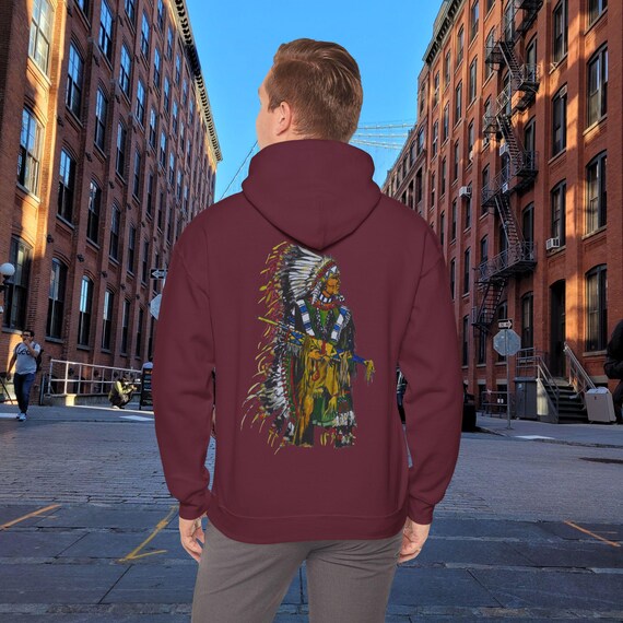 Native American Indian Chief Unisex Hoodie Sweatshirt, Tribal