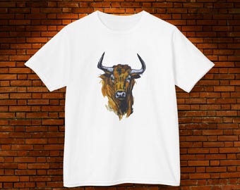 Bull Kids T-Shirt, Children's Animal Print Tee, Kid's Bull Graphic Shirt, Youth Farm Animal Top, Cute Bull Children's Shirt