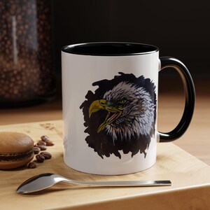 Bald Eagle Accent Mug, Patriotic Coffee Cup, Kitchen Decor Gift, American Bird Tea Mug, Wildlife Lover, 4th of July Mug, Unique Animal