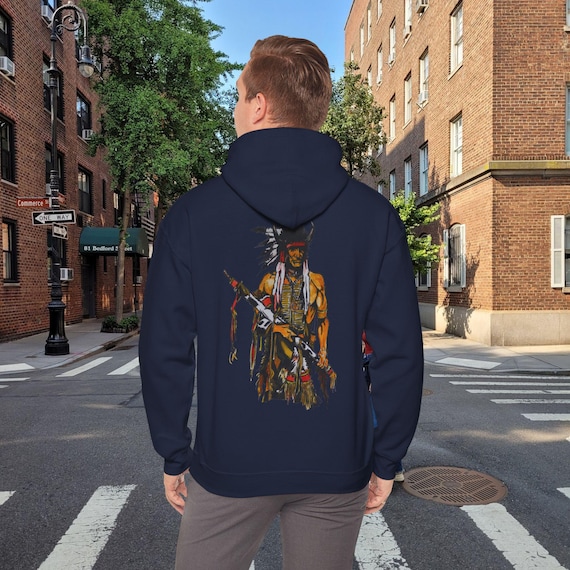 Native American Warrior Hoodie, Tribal Chief Pullover, Southwest