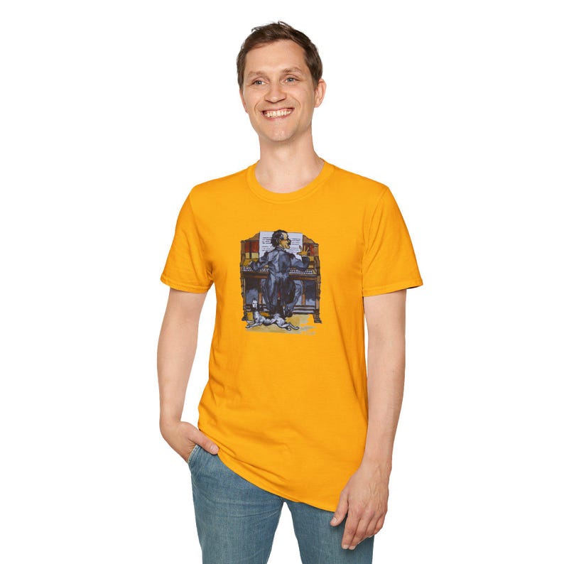 Pianist Dog T-Shirt | Unisex Cotton Tee | Hand-Designed Art | Unique Gift for Music & Animal Lovers | Stylish Fashion image 9