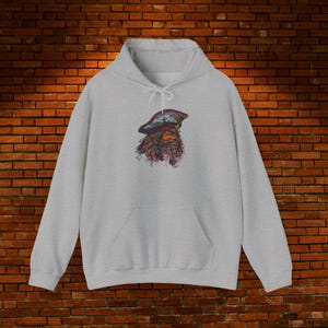 Pirate Captain Unisex Hoodie, Pirate Theme Sweatshirt, Nautical Pullover, Pirate Lover Gift, Jolly Roger Clothing, Unique Hand Made Design