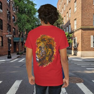Lion Unisex Tee, Wildlife T-Shirt, Nature Lover Shirt, Animal Graphic Tee, Lion Pride Shirt, King of the Jungle Tee, Hand Design Print Art