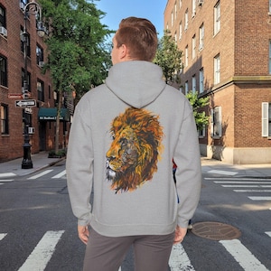 Lion Hoodie Sweatshirt, Lion Lover Gift, Animal Print Hoodie, Unisex Lion Sweatshirt, Lion Graphic Hoodie, Lion Apparel, King of the Jungle