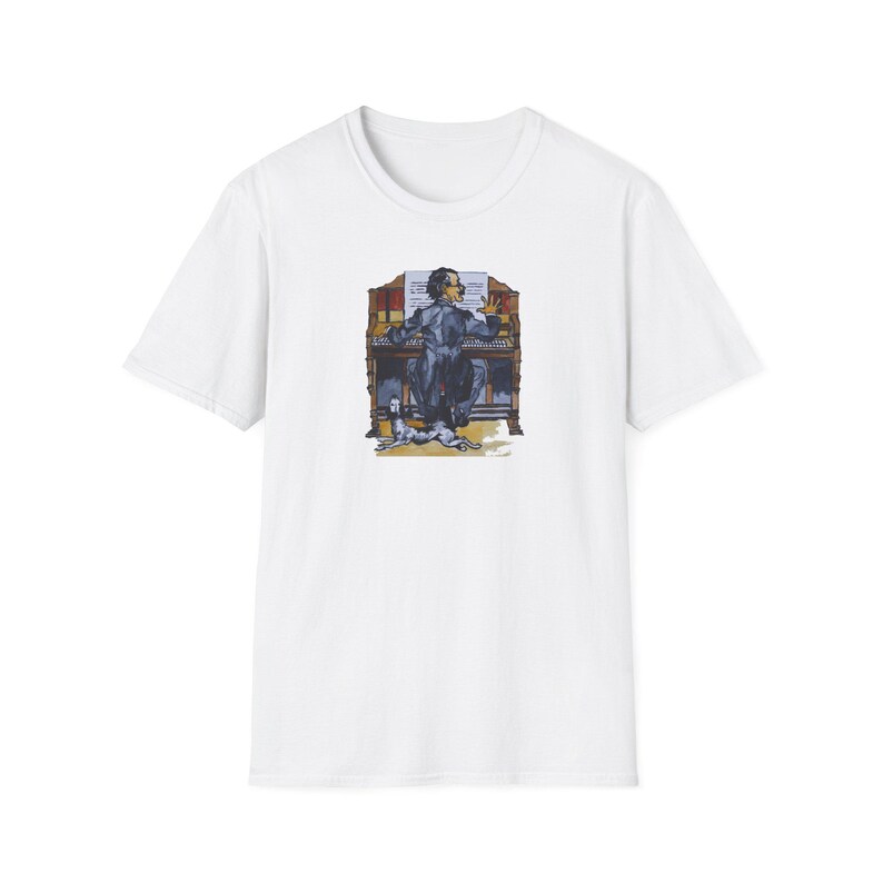 Pianist Dog T-Shirt | Unisex Cotton Tee | Hand-Designed Art | Unique Gift for Music & Animal Lovers | Stylish Fashion image 7