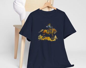 Cowboy And Horse Unisex Tee, Western Graphic Shirt, Ranch Style Top, Cowboy Theme Shirt, Horse Lover Gift, Rodeo Tee, Cowboys And Indians