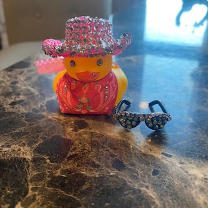 Strass HOT Pink Cowboy/Cowgirl Badeente - klein