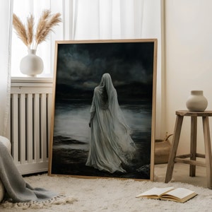 Lady of the Sea Dark Academia Wall Art | Sea Goddess Thetis Darkness Wall Art | Gloomy Dark Academia Wall Art | Moody Gothic Goddess Print