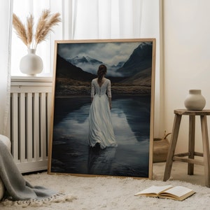 Lady of the Lake Dark Academia Wall Art | Sea Goddess Thetis Darkness Wall Art | Gloomy Dark Academia Wall Art | Moody Gothic Goddess Print