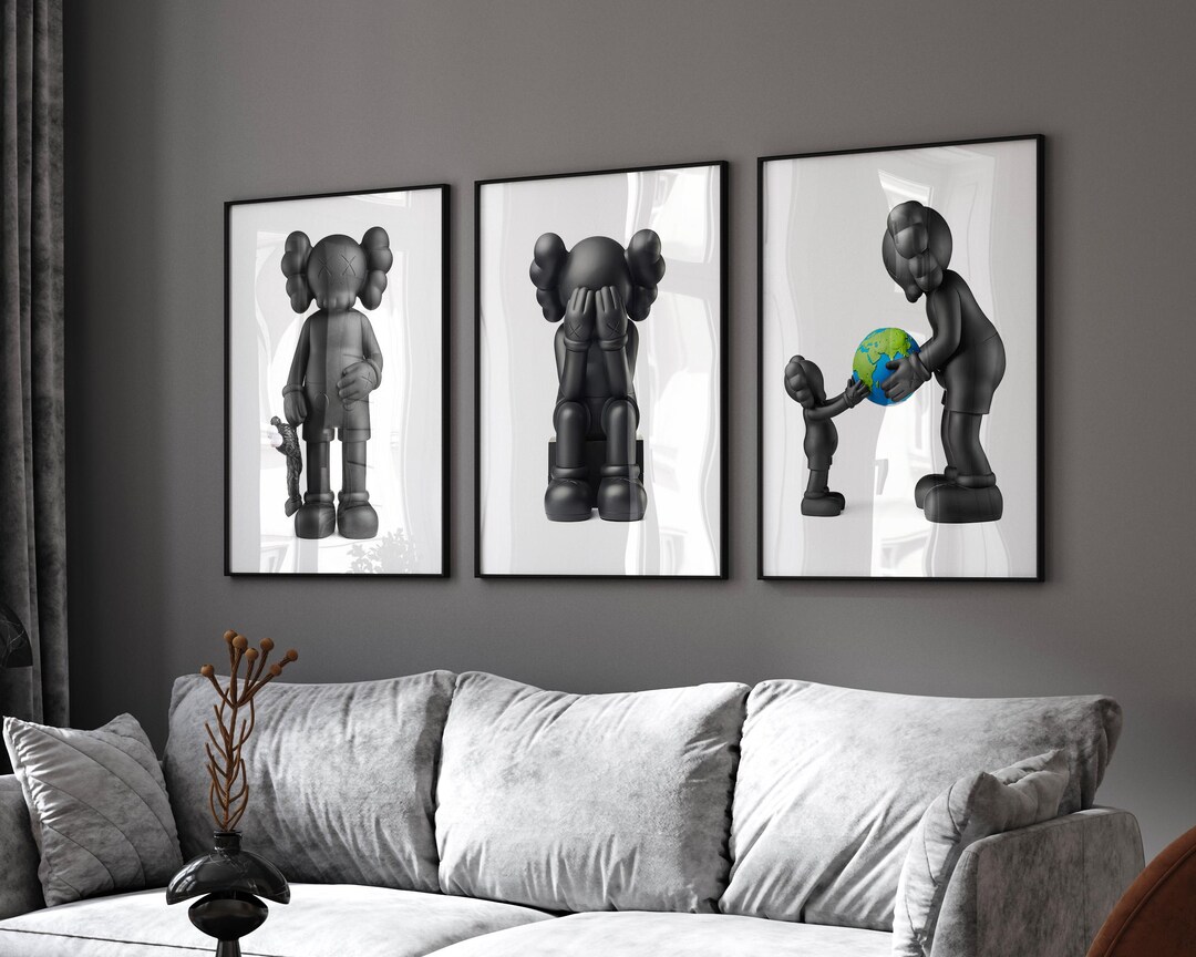 KAWS Poster Set of 3, Printables Minimalist Hypebeast Kaws Figure ...
