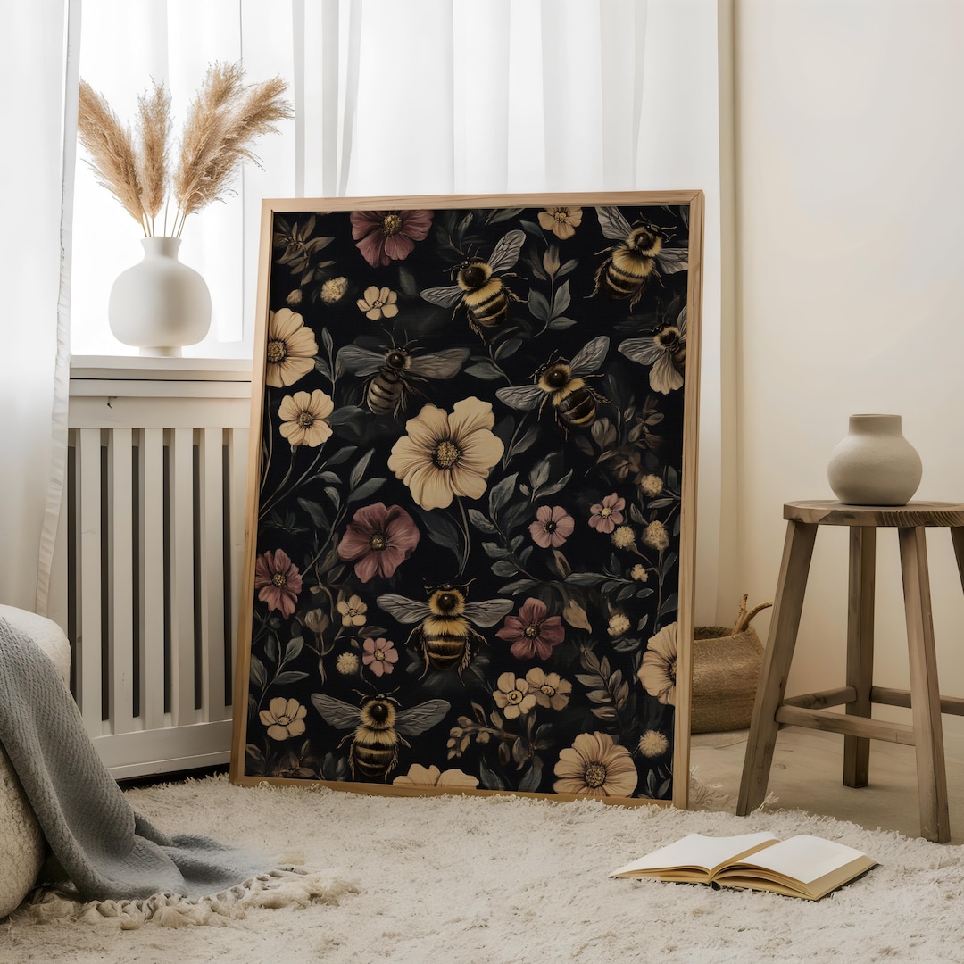 Victorian Dark Academia Floral Printable, Gothic Botanical Wall Art ...