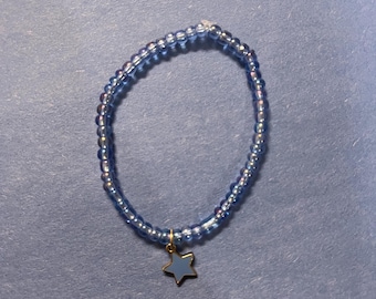 Handmade Beaded Purple Star Bracelet: Trendy Charm Bracelet
