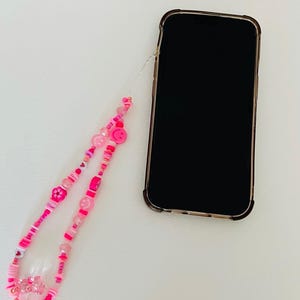 Pink Beaded Phone Charm - Cute & Aesthetic Accessory for iPhone or Android