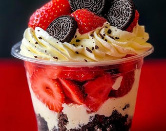 Strawberry Oreo Cheesecake Cups Recipe | Instant Download | No-Bake Dessert | Digital Recipe | No Physical Item