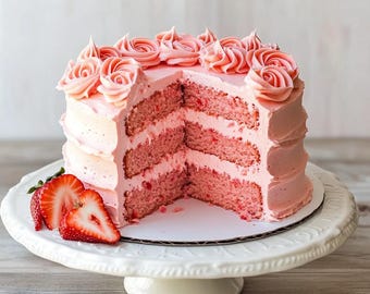 Three-Layer Strawberry Cake Recipe: Homemade Baking Guide (Digital Download)