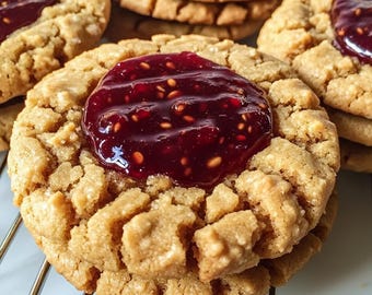 Galletas de mantequilla de maní y mermelada con forma de huella digital