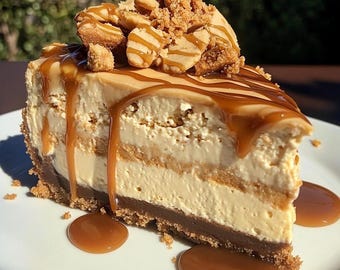 Peanut Butter Cheesecake Recipe: Caramel Drizzle Dessert (Digital Download)