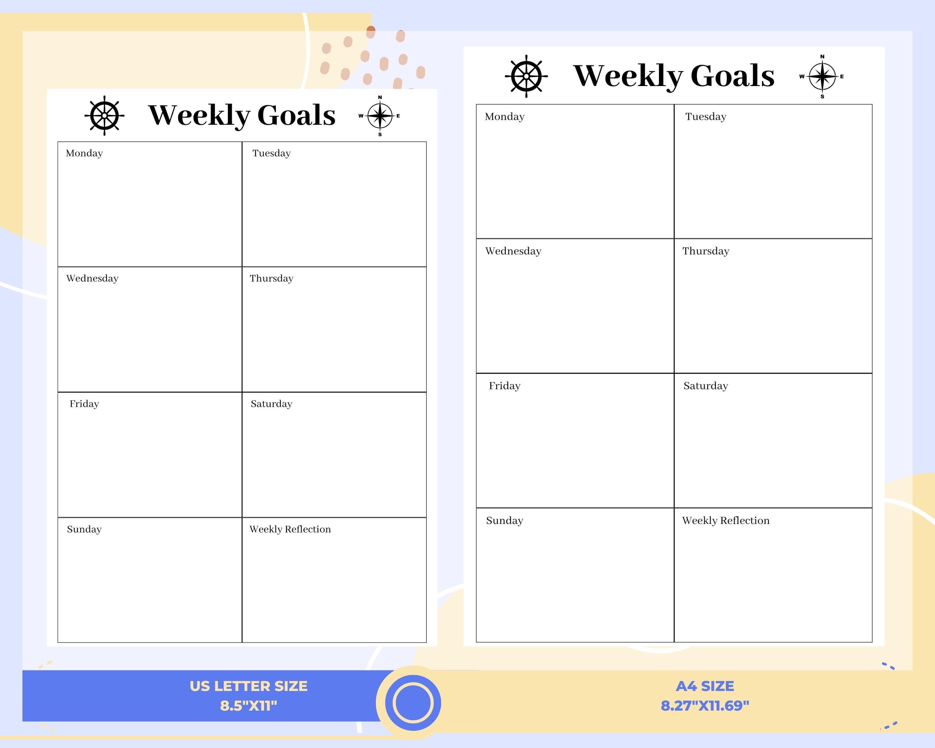 Weekly Goals Action Planner Printable Goal Setting Planner Daily Goal ...