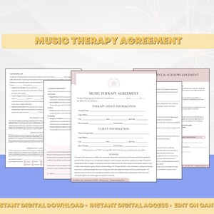 Music Therapy Agreement Contract, Creative Arts Therapy,  Sound Therapy, Music-Based Therapy, Vibrational Therapy, Auditory Therapy, Canva