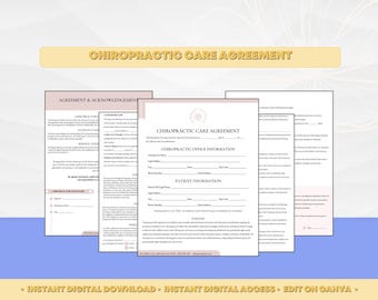 Chiropractor Therapy Agreement Template, Chiropractic Contract, Chiropractor Contract Agreement,Editable Therapy Wellness Patient Contract