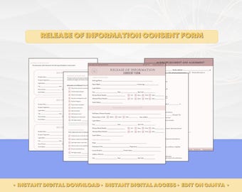 Modèle de formulaire de consentement de divulgation d'informations thérapeutiques pour les thérapeutes et les conseillers en pratique privée, Canva