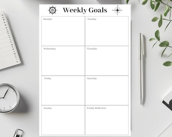 Weekly Goals Action Planner Printable Goal Setting Planner Daily Goal Work Business Tracker Life Goal Spreadsheet Work Planner Productivity