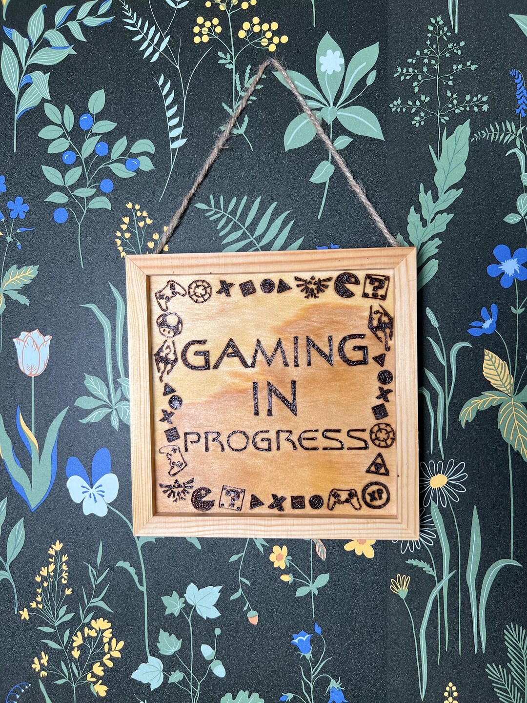 Gaming In Progress Sign Wood-burned “gaming in Progress” Door Hanging Sign - Etsy