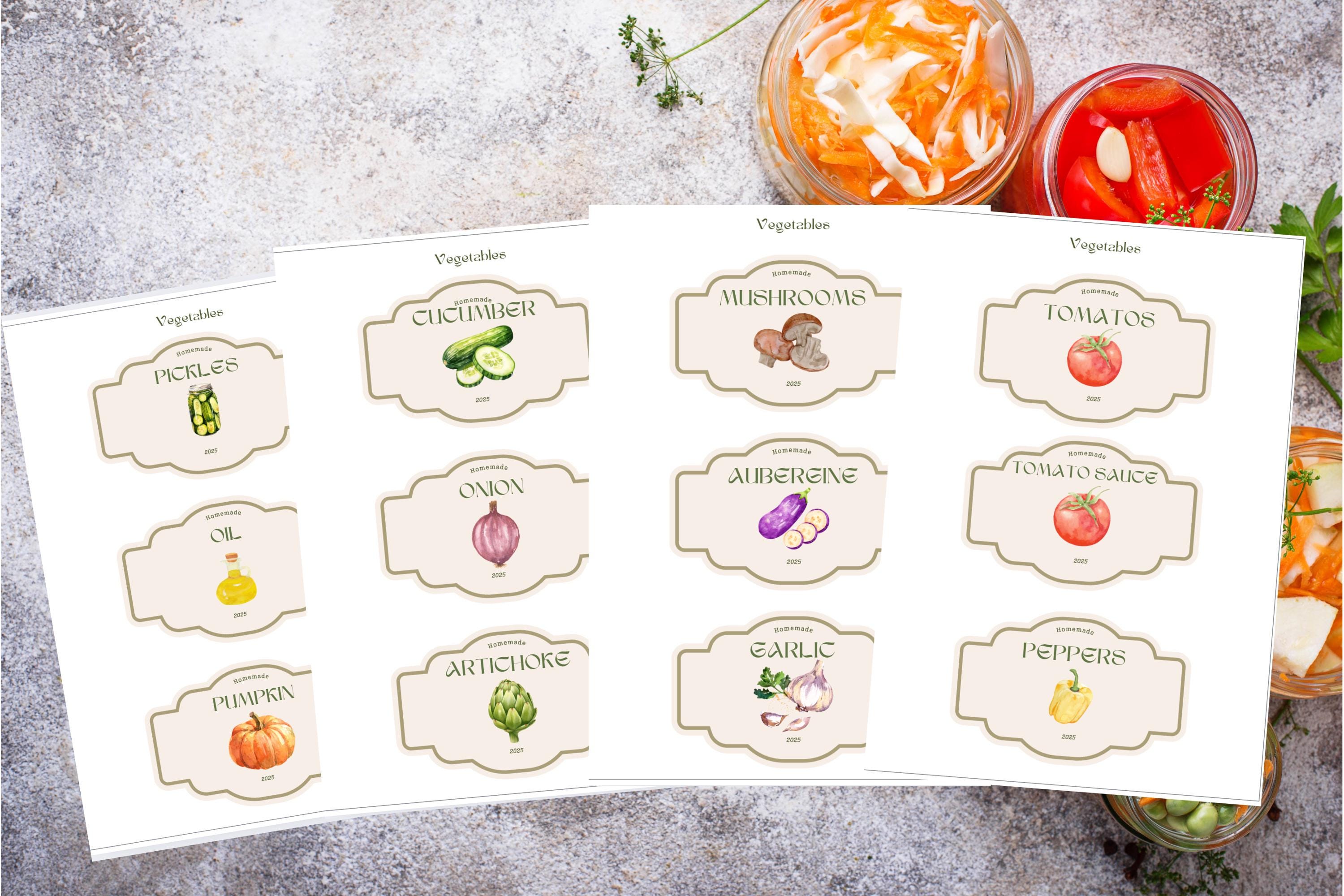 Vegitable Labels Printable Vegetable Jar Labels: Canning & Pantry Organization (PDF) - Etsy