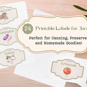 Printable Vegetable Jar Labels – Perfect for Canning, Pickling, and Pantry Organization!