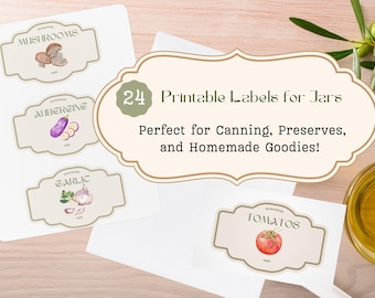Printable Vegetable Jar Labels: Canning & Pantry Organization (PDF)