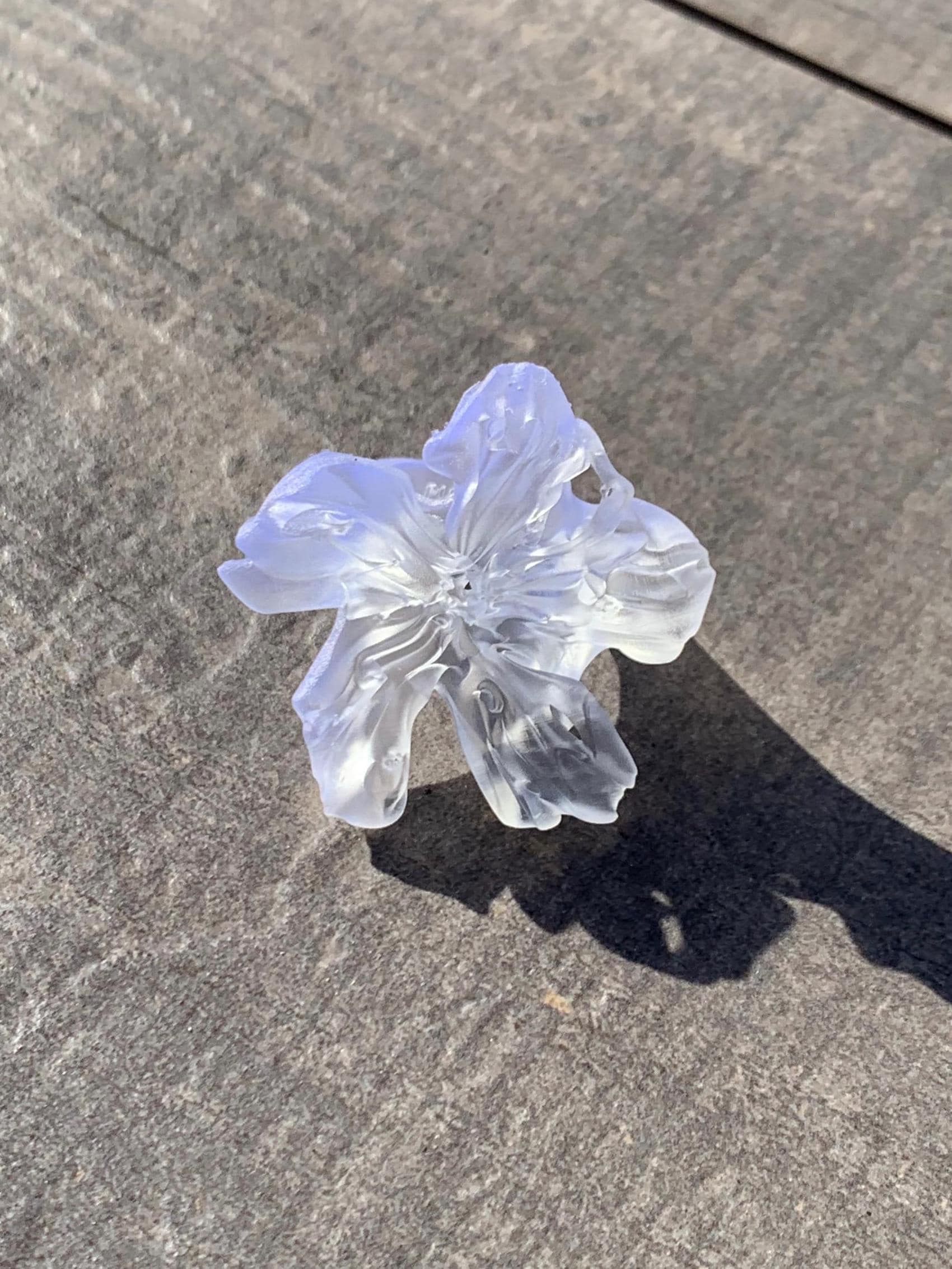 Large Flower Chunky Statement Art Ring, Hand Craft, Translucent Matt Floral Botanical Ring, 3D ...