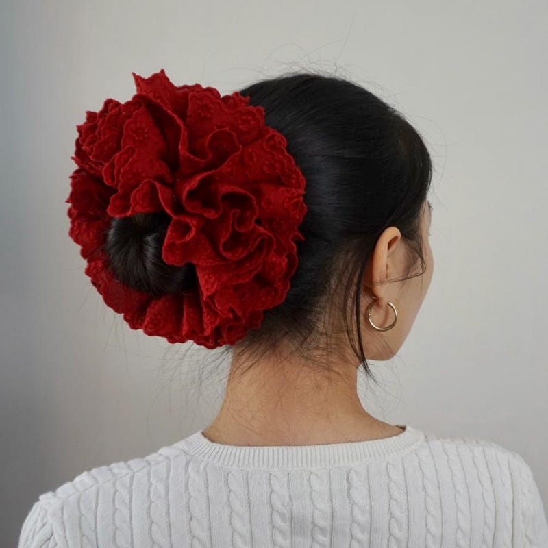 Bun Scrunchie With Ribbon - Etsy
