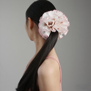 【OVERDUEFLAIR】[scrunchie set]ruffle trimming ops Oversized Frilly Gingham Scrunchie French Lace Frill Pleated