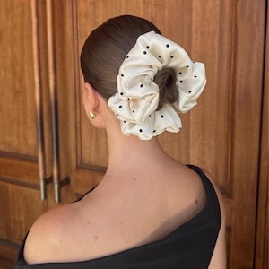 Personalized  Gifts Polka Dot Silk Scrunchie Satin Hair Tie