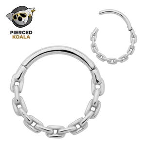 2Pcs Surgical Steel 8mm 10mm Chain Link Hinged Hoop Segment Ring Helix Tragus Septum Clicker Nose Earrings Unisex Body Piercing Jewellery