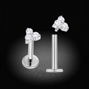 2pcs Titanium 16G Internally Threaded Monroe Labret Flat Back Stud Earrings Body Piercing Jewellery