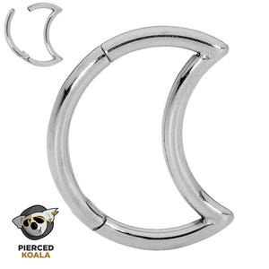 2Pcs Surgical Steel 8mm 10mm Moon Hinged Hoop Segment Ring Helix Tragus Septum Clicker Nose Earrings Unisex Body Piercing Jewellery