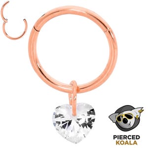 2Pcs Surgical Steel 8mm 10mm Love Heart Dangle Hinged Hoop Segment Ring Helix Tragus Septum Clicker Nose Earrings Body Piercing Jewellery