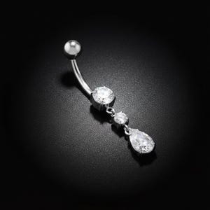 1pc Titanium 14G Internally Threaded Belly Button Ring Navel Barbell 10mm Gem Dangle Body Piercing Jewellery