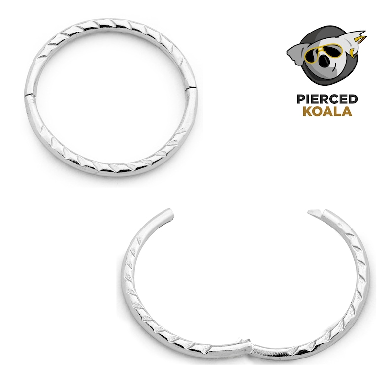 1 Pair Sterling Silver Hinged Hoop Polished Faceted Sleeper Earrings