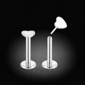 2pcs Titanium Threadless Heart Monroe Lip Labret Flat Back Stud Earrings Body Piercing Jewellery