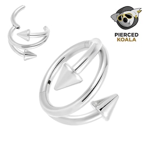 2Pcs Titanium 8mm - 12mm Double Arrow Hinged Hoop Segment Ring Helix Tragus Septum Clicker Nose Earrings Body Piercing Jewellery