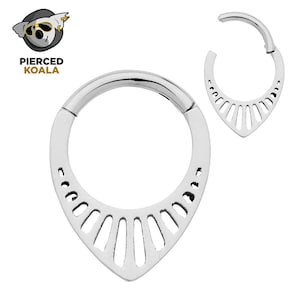 2Pcs Titanium 8mm 10mm Tear Drop Hinged Hoop Segment Ring Helix Tragus Septum Clicker Nose Earrings Unisex Body Piercing Jewellery