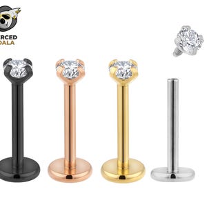 2pcs Titanium 18G Internally Threaded Monroe Lip Flat Back Labret Tragus Septum Nose Helix Rook Cartilage Earrings Body Piercing Jewellery