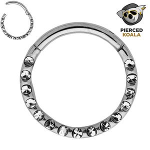 2Pcs Titanium 6mm-10mm Gem Hinged Hoop Segment Ring Helix Tragus Septum Clicker Nose Earrings Unisex Body Piercing Jewellery