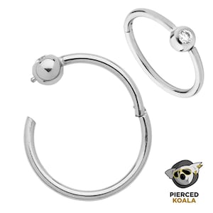 2Pcs Titanium 6mm-10mm Ball Closure Ring BCR Hinged Hoop Segment Helix Tragus Septum Clicker Nose Earrings Unisex Body Piercing Jewellery